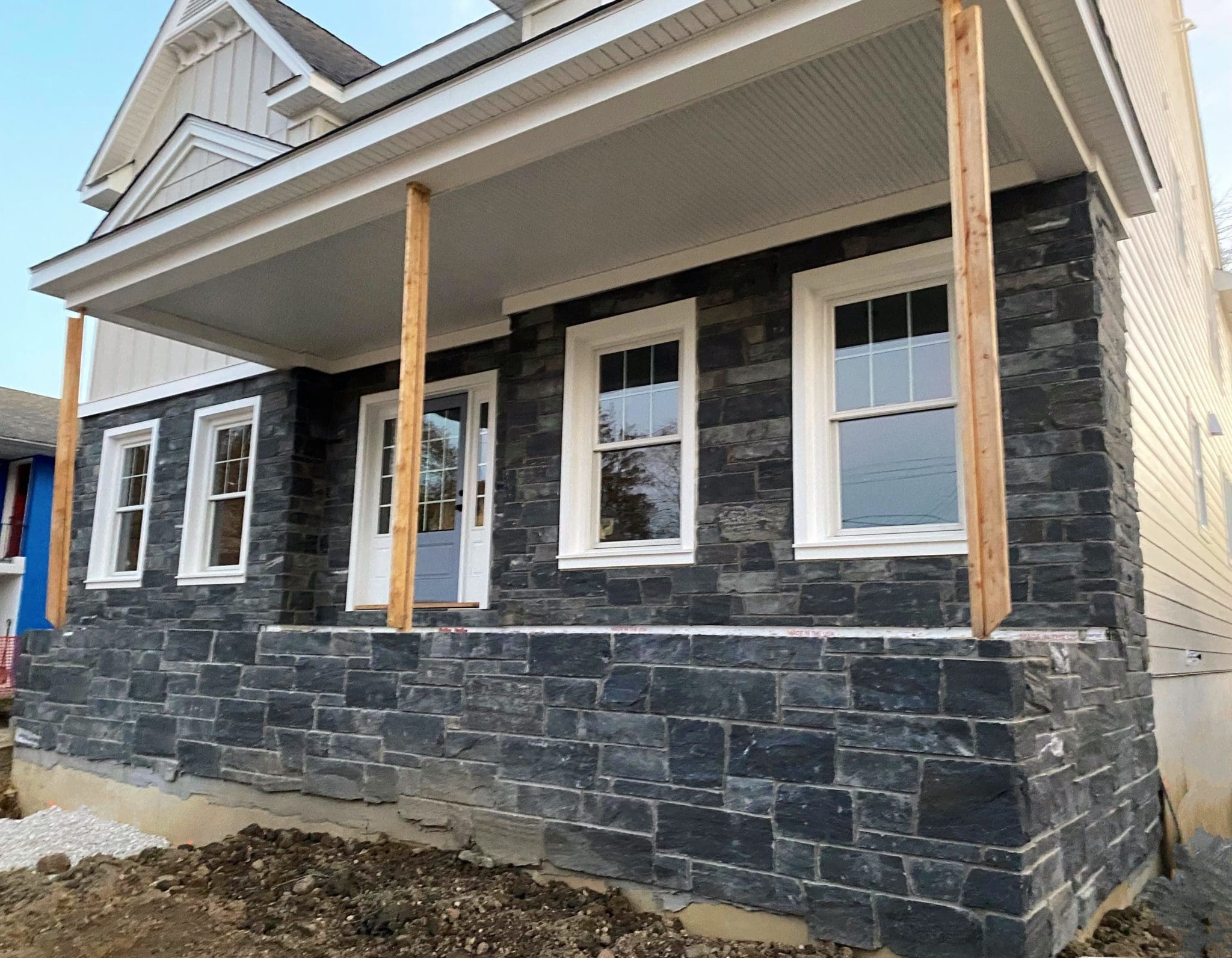 Pembroke Custom Dark Natural Thin Stone Veneer Exterior Installation