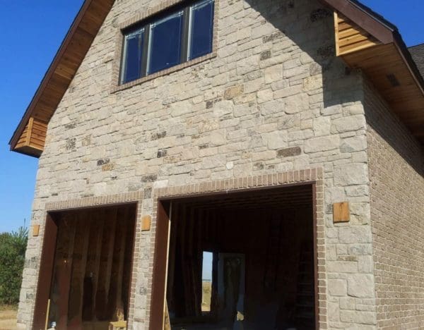 Addison Natural Thin Stone Veneer Garage Exterior