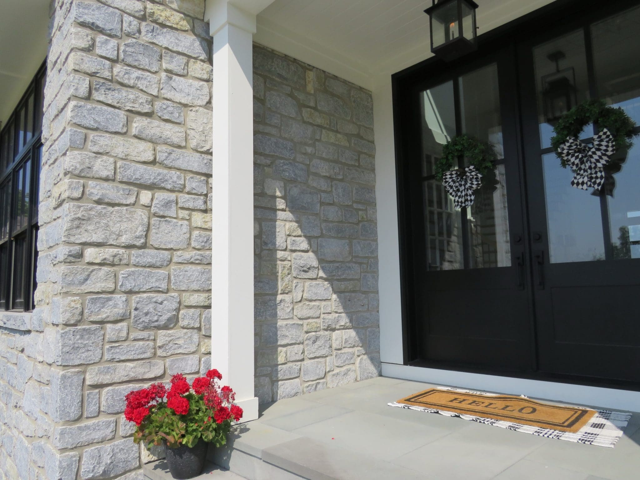 Nottingham Custom Linear Natural Thin Stone Veneer Front Entrance