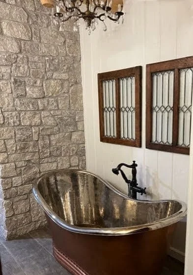 Pewter Night Custom Real Thin Stone Veneer Bathroom