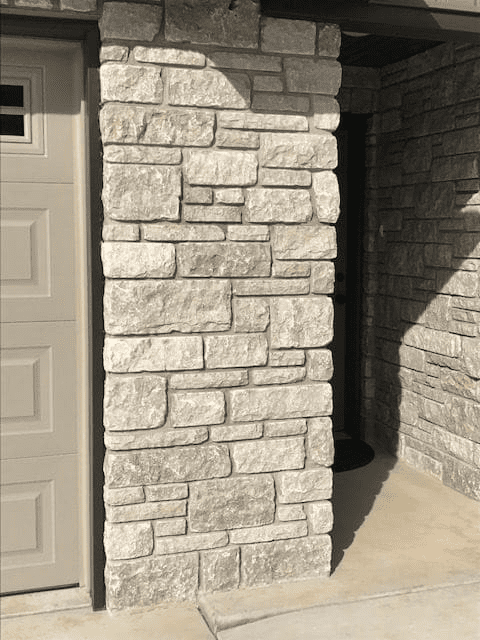 Pewter Night Tumbled Dimensional Natural Stone Veneer Front Entrance