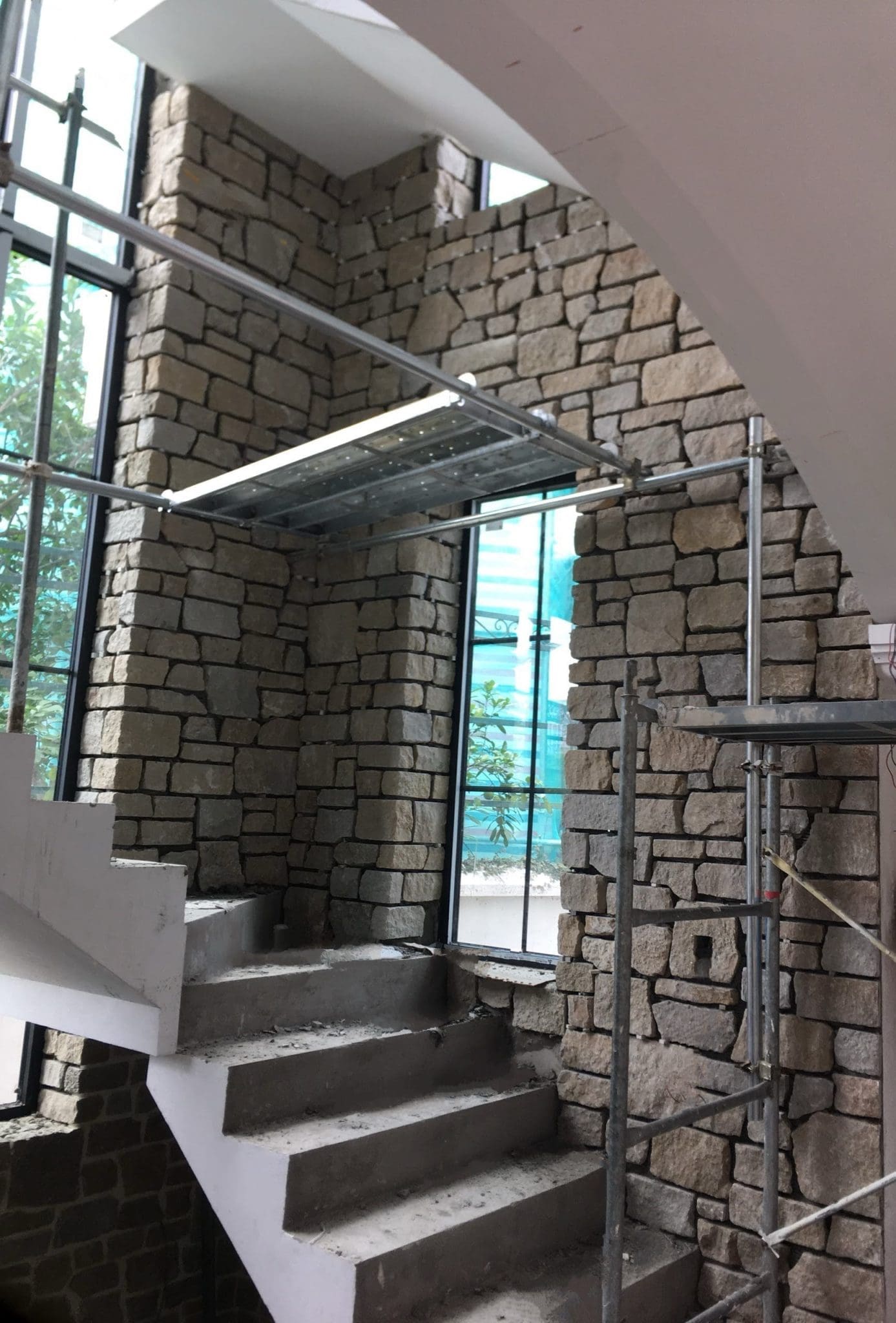 Tuscan Antique Real Thin Stone Veneer Interior Installation