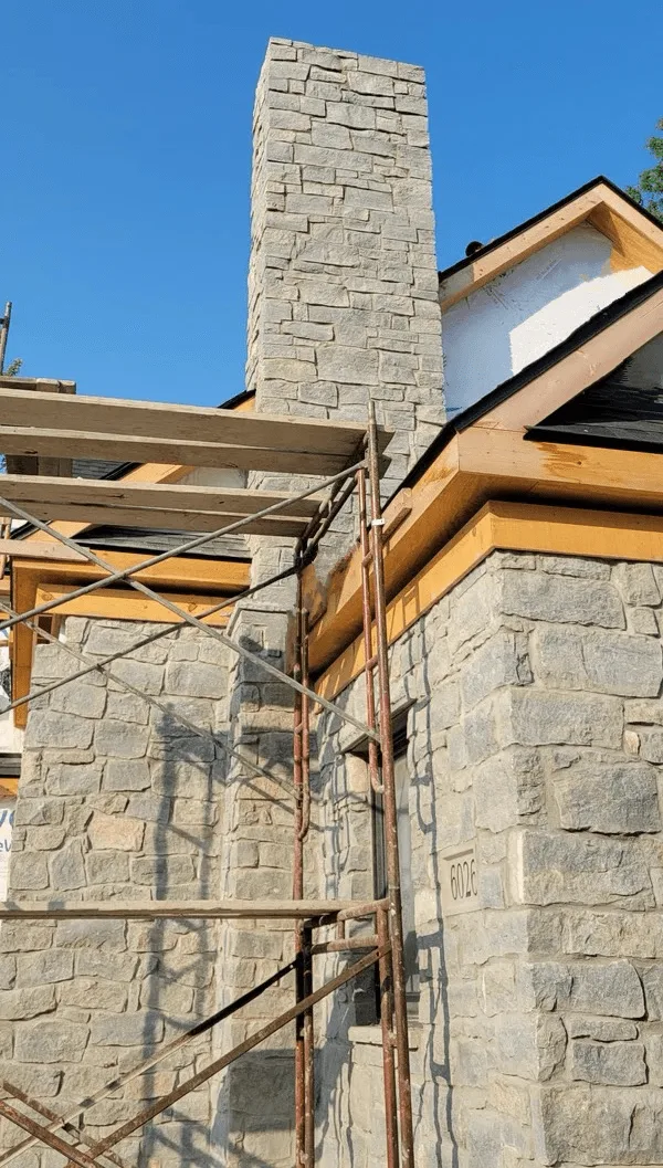 Larchmont Natural Thin Stone Veneer Chimney Installation