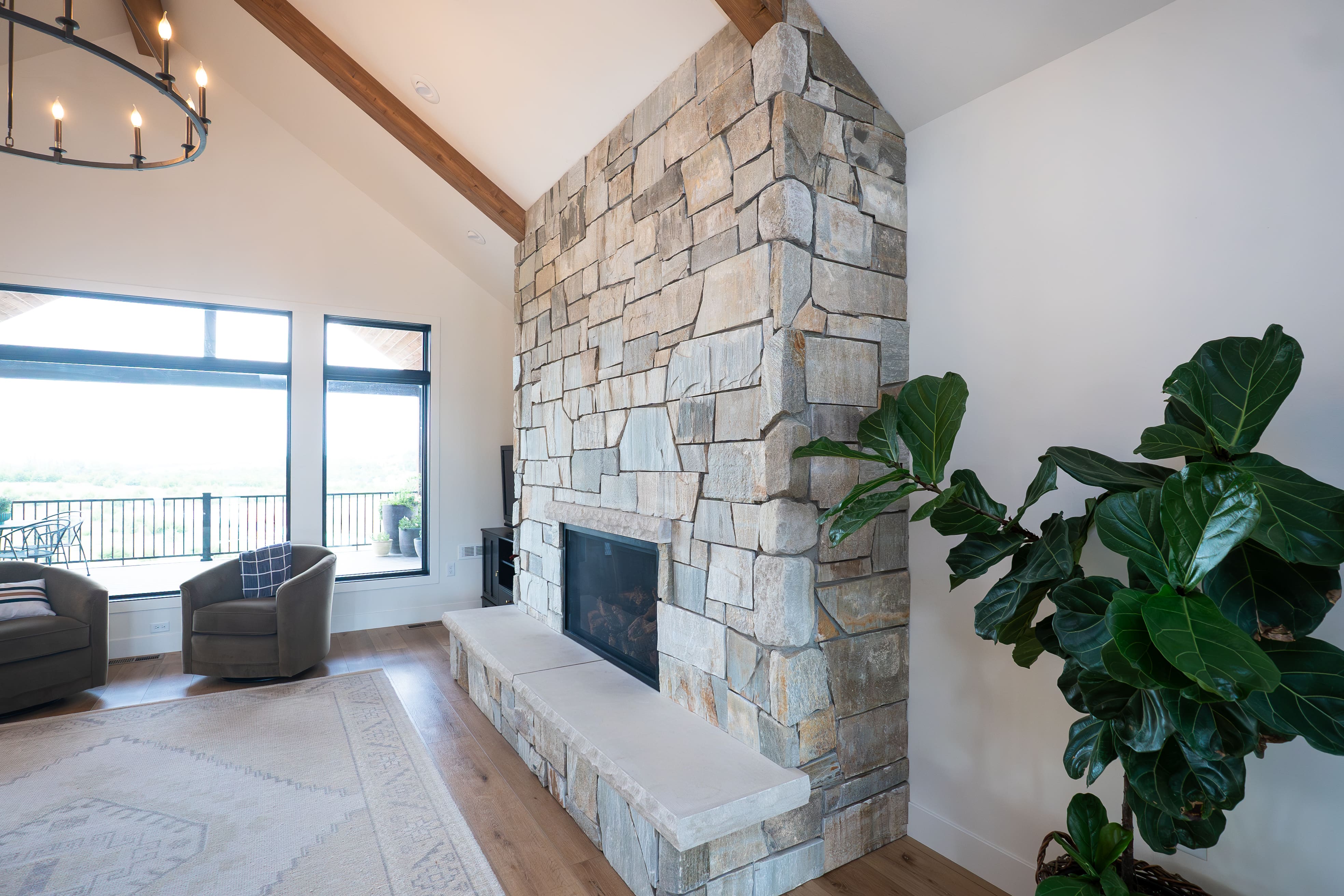 Westgate Real Thin Stone Veneer Living Room Fireplace