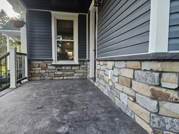 Cascade and Cabernet Natural Thin Stone Veneer Custom Blend Porch