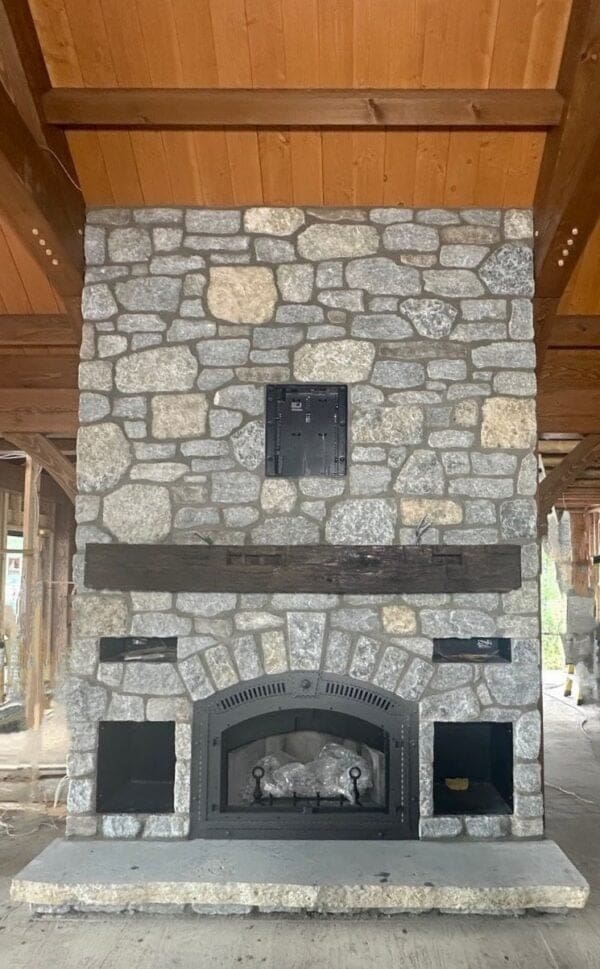 Duluth and Chateau Natural Thin Stone Veneer Blend Fireplace Installation