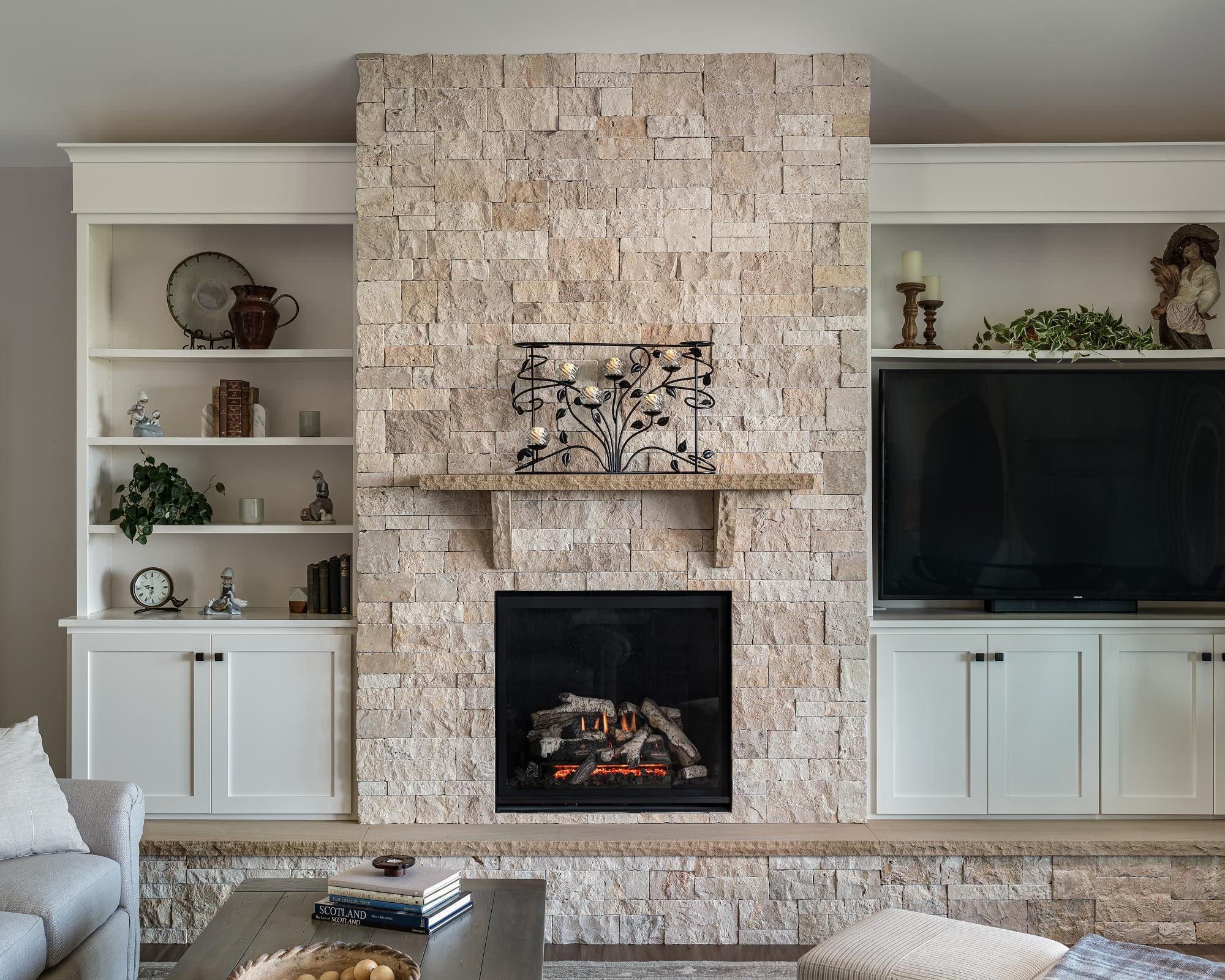 Primavera Real Thin Stone Veneer Fireplace