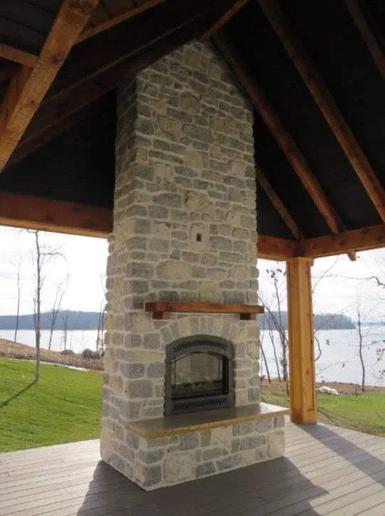 Duluth and Chateau Natural Stone Veneer Blend Covered Patio