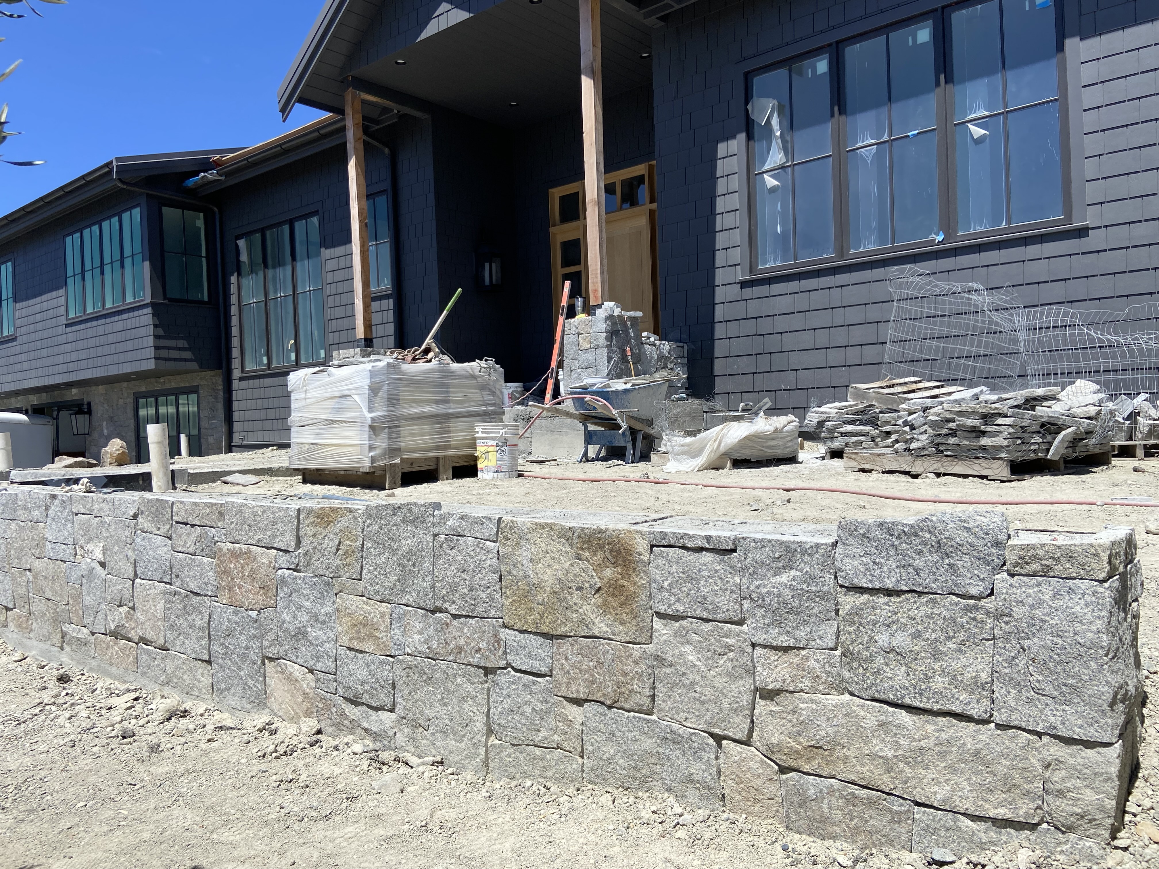 Plymouth Natural Stone Veneer Retaining Wall Installation