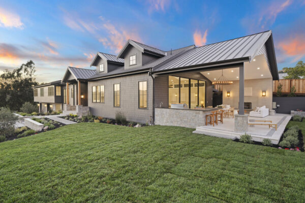 San Francisco Bay Area Covered Porch with Plymouth Natural Granite Thin Veneer Twilight