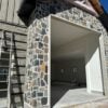 Newport Natural Thin Stone Veneer Garage with White Mortar