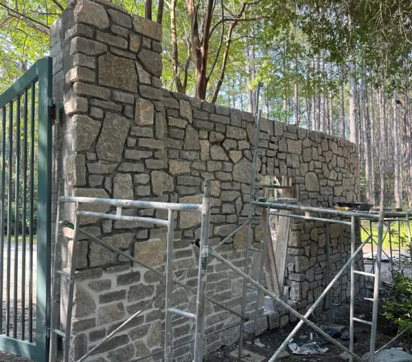 Chateau Natural Thin Stone Veneer Entrance Gate in Progress