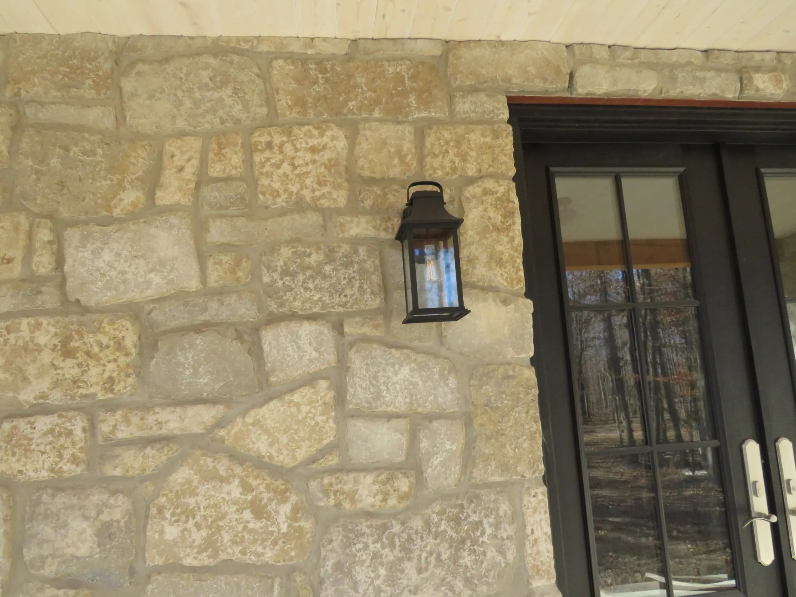 Chateau Natural Thin Stone Veneer Front Entrance Close Up