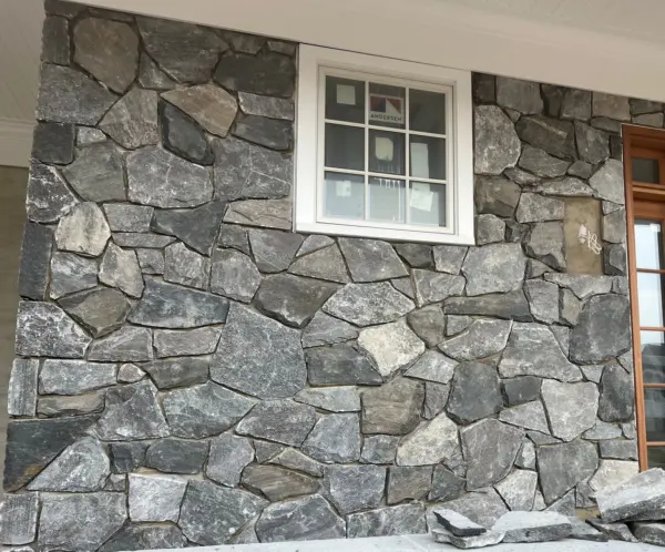 Concord Natural Stone Veneer Custom Blend with Dark Pieces Porch