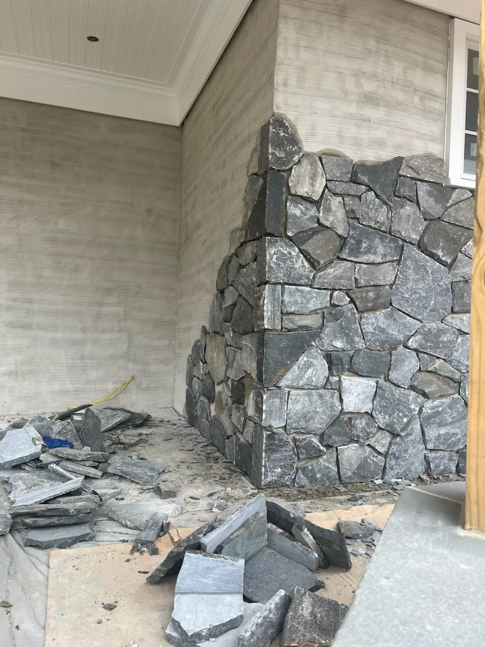 Concord Real Stone Veneer Custom Blend with Dark Pieces Porch Install