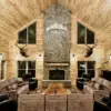 Riverside Real Thin Stone Veneer Floor to Ceiling Fireplace