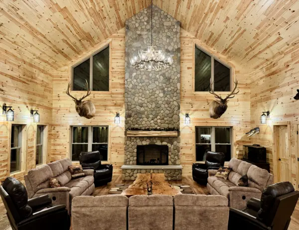 Riverside Real Thin Stone Veneer Floor to Ceiling Fireplace