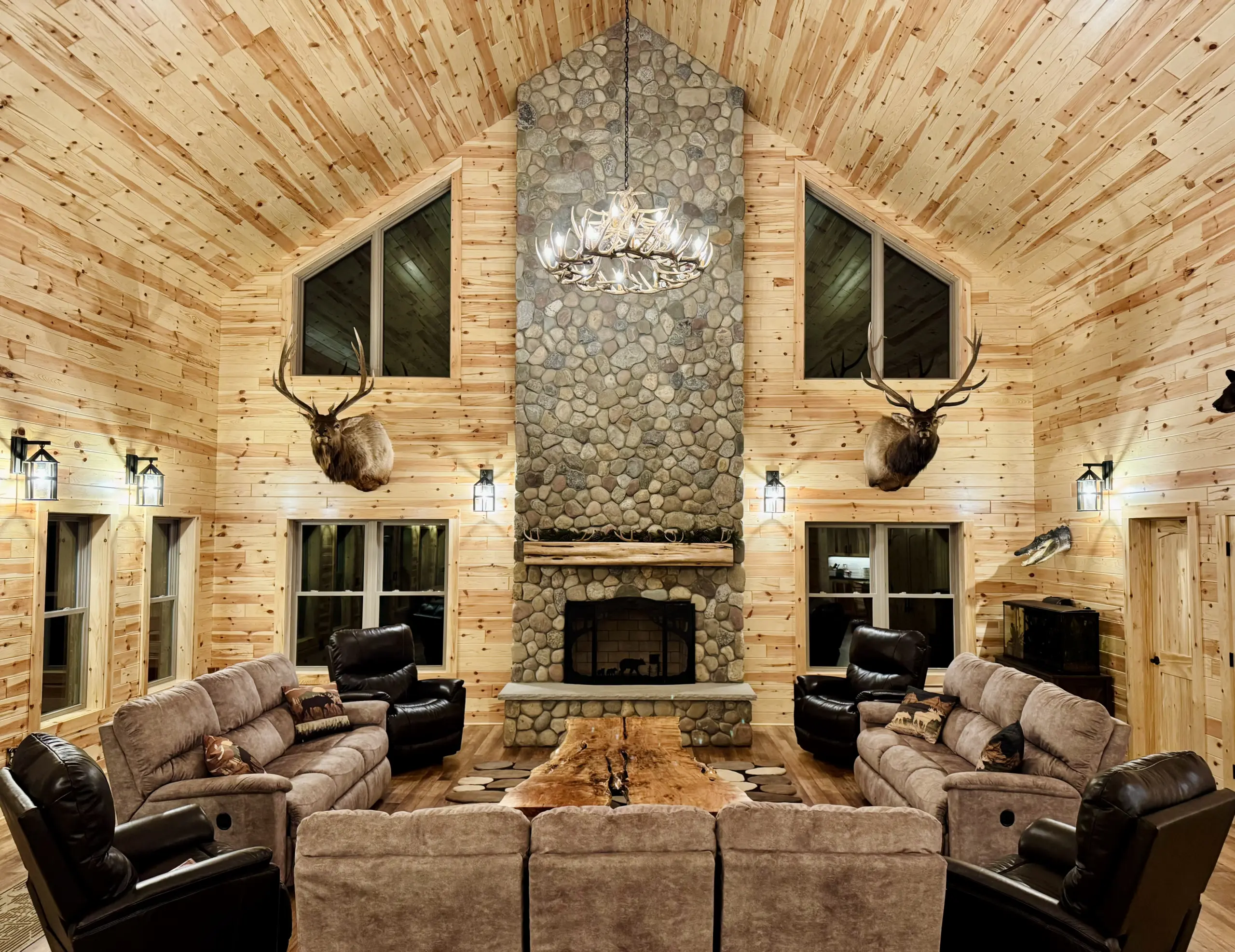 Riverside Real Thin Stone Veneer Floor to Ceiling Fireplace
