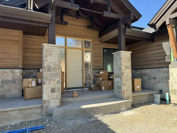 Westgate Natural Stone Veneer Exterior Pillars and Wainscoting