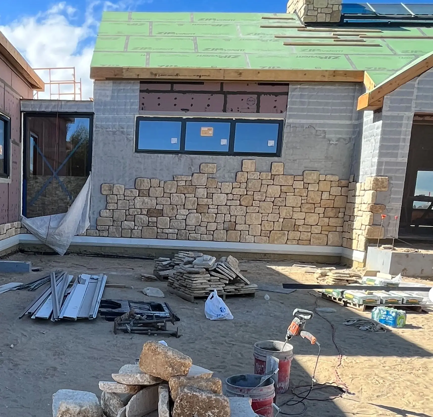 Winfield Natural Stone Veneer Installation on Front of House