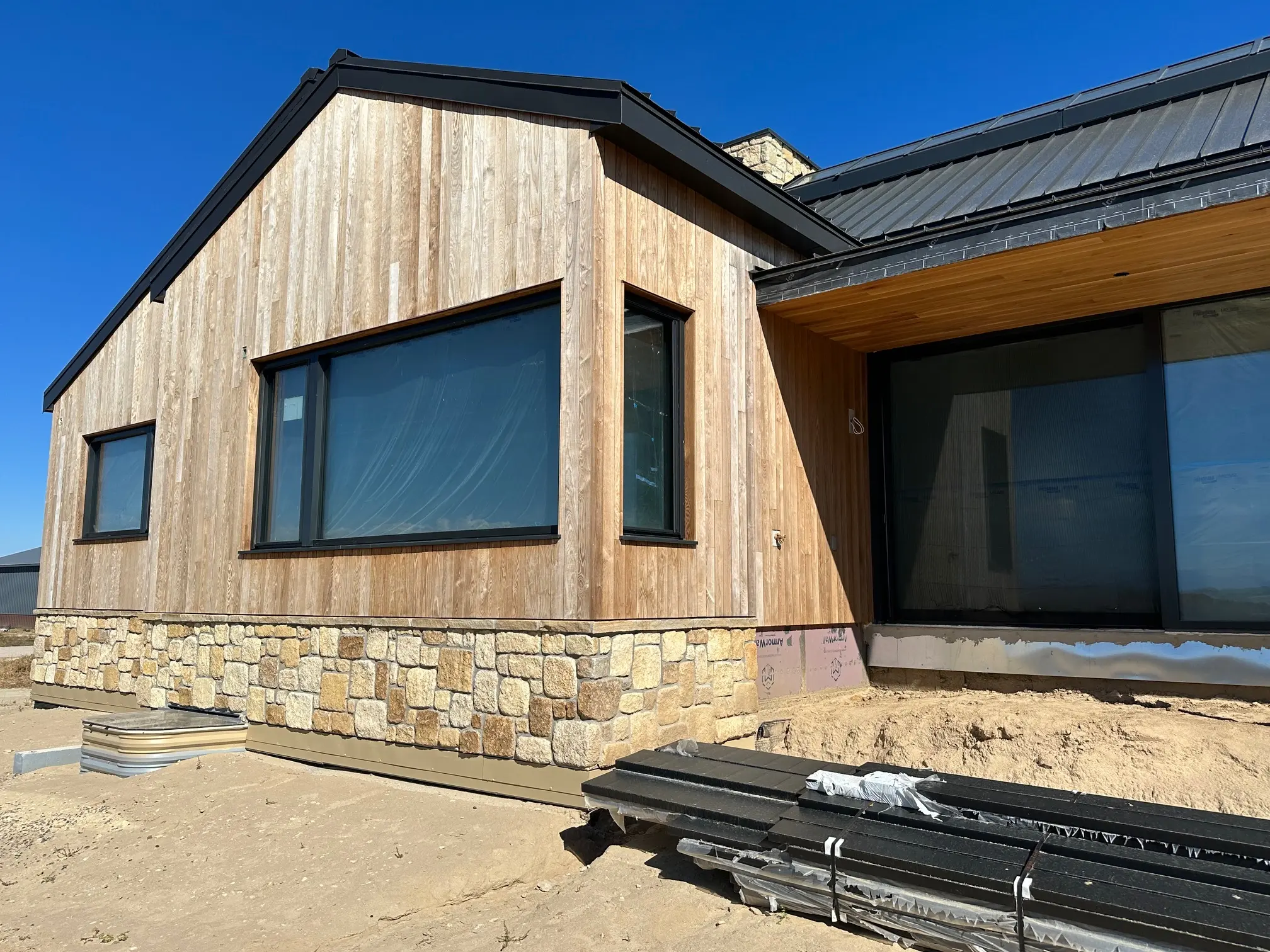 Winfield Real Stone Veneer Exterior Wainscoting Installation