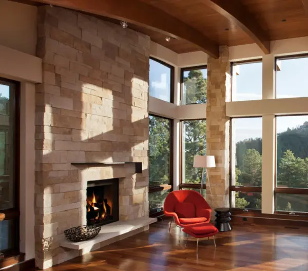 Gills Rock and Winchcombe Real Stone Veneer Blend Drystack Fireplace