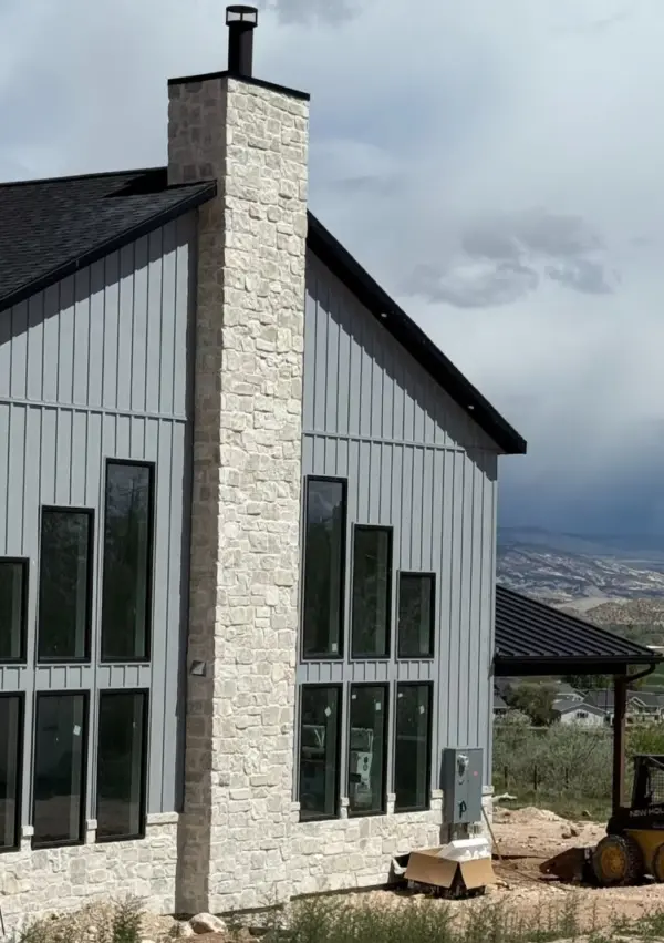 Crupet Real Thin Stone Veneer Chimney and Wainscoting