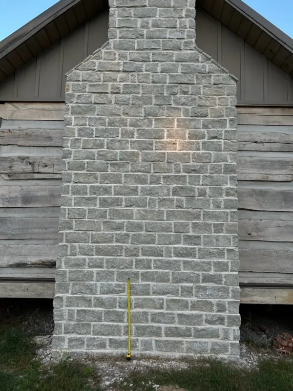 Larchmont Custom Course Height Natural Stone Veneer Chimney