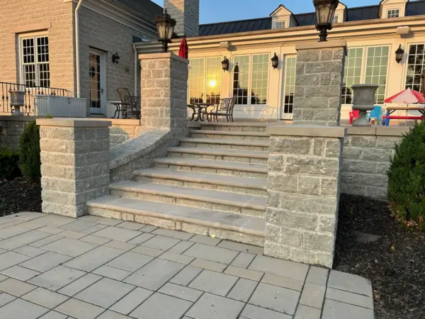 Larchmont Custom Course Height Natural Stone Veneer Patio Stairs