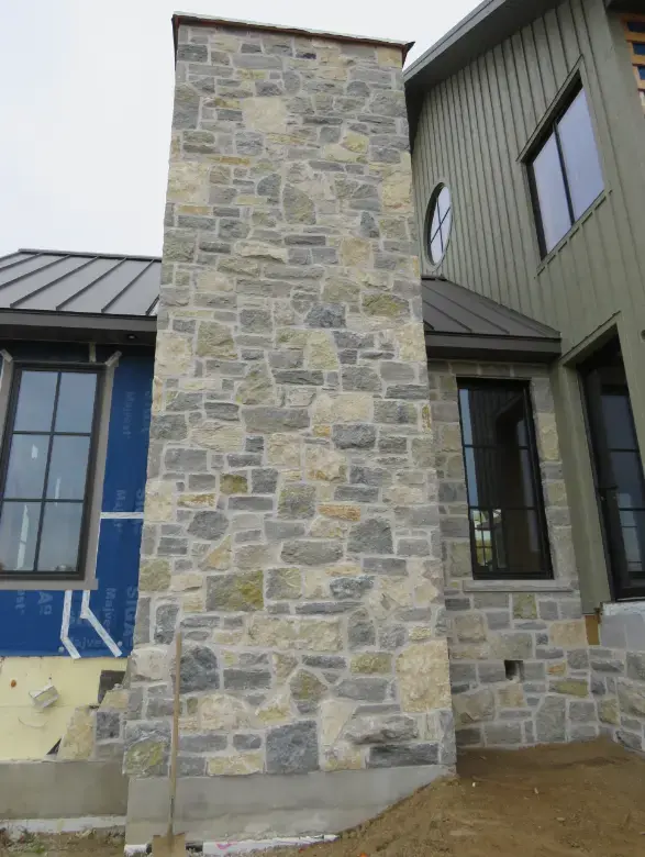 Larchmont and Castle Ridge Real Stone Veneer Chimney