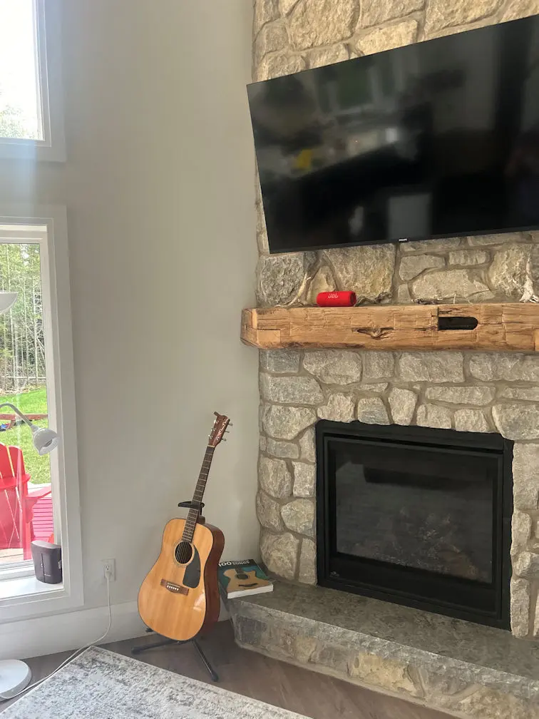 Nottingham Real Thin Stone Veneer Corner Fireplace Close Up