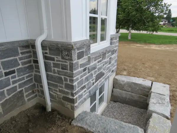 Custom Timmins and Custom Dublin Real Stone Veneer Exterior Wainscoting