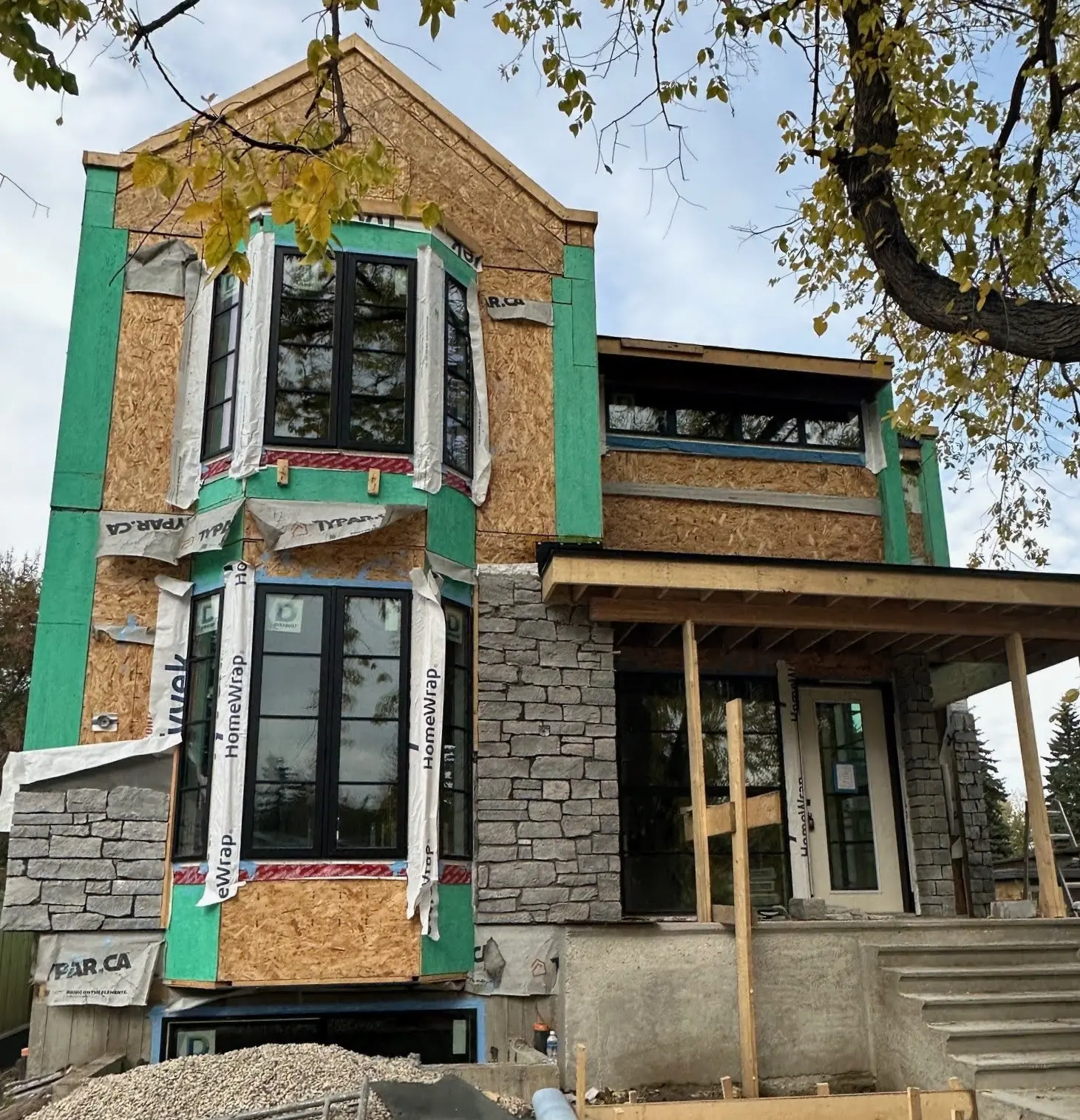 Larchmont Real Thin Stone Veneer Front Entrance Installation In Progress