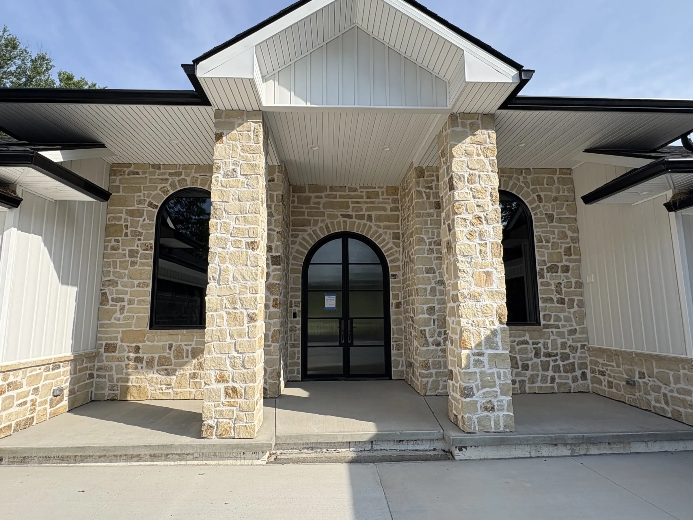 Mojave Natural Limestone Thin Veneer Front Entrance