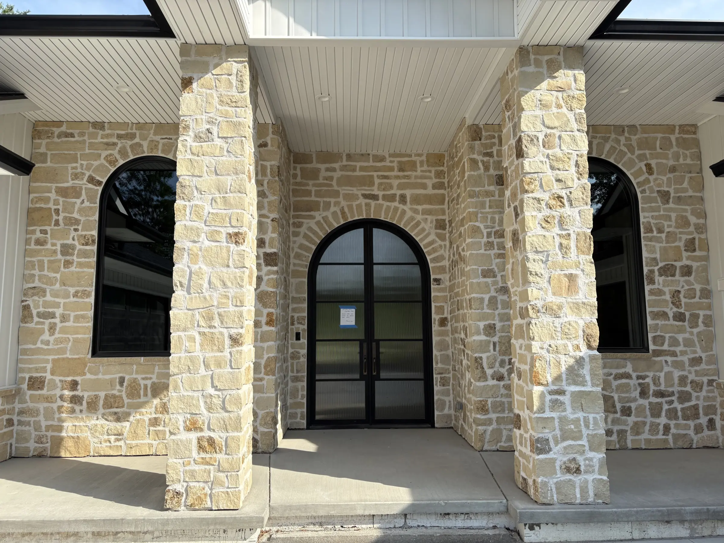 Mojave Real Limestone Thin Veneer Front Entrance