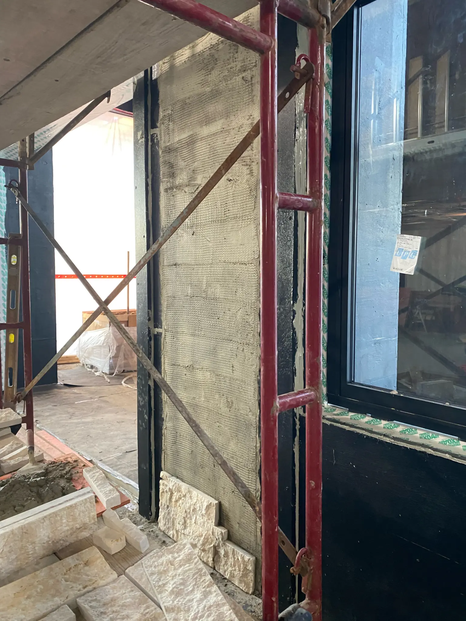 Nob Hill Natural Stone Veneer Applied to Scratch Coat