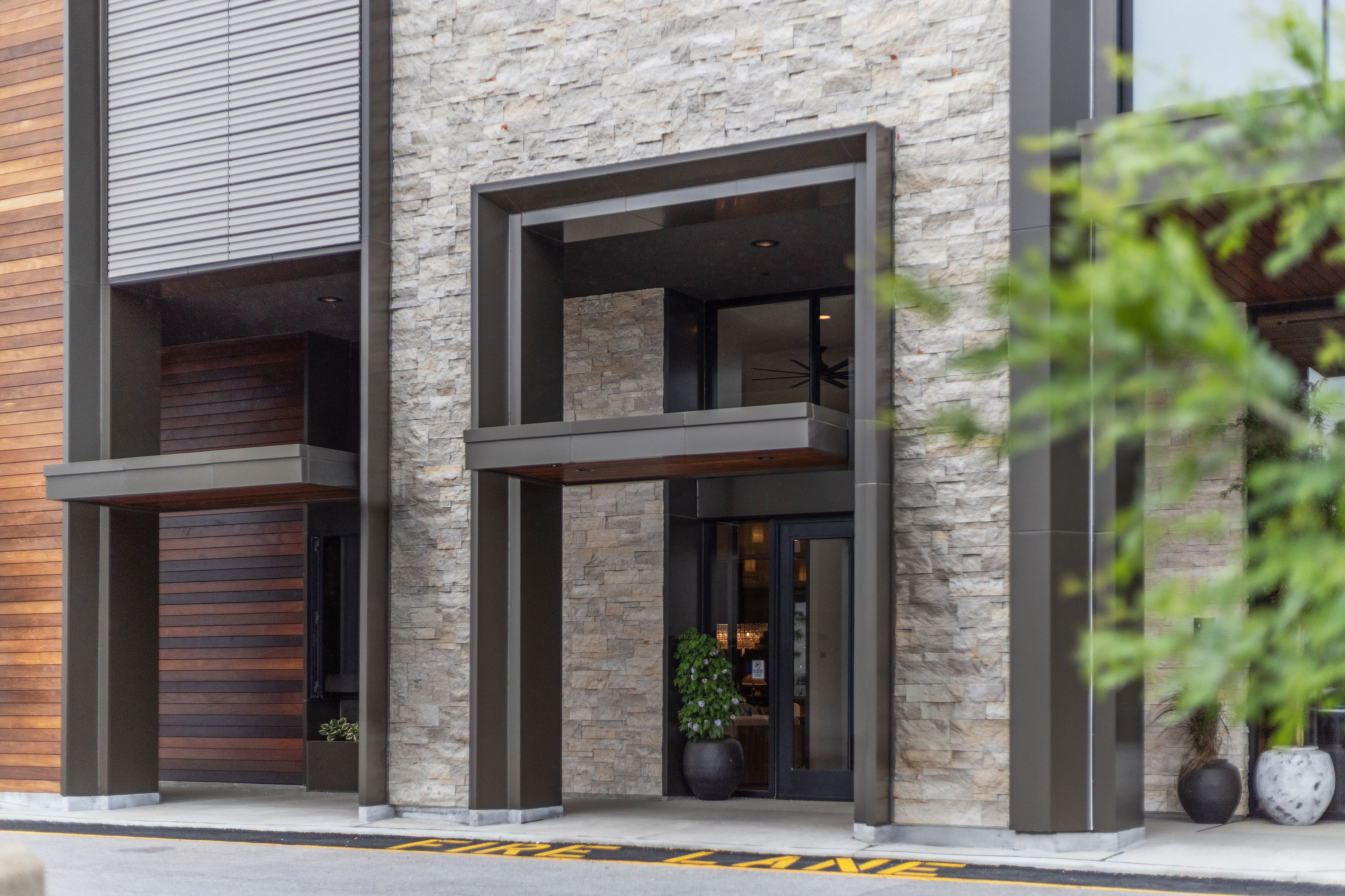 Nob Hill Natural Thin Stone Veneer Commercial Front Entrance