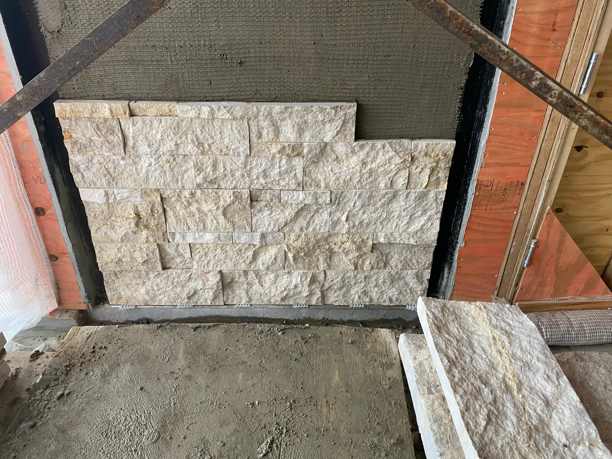 Nob Hill Natural Thin Stone Veneer Installation in Progress