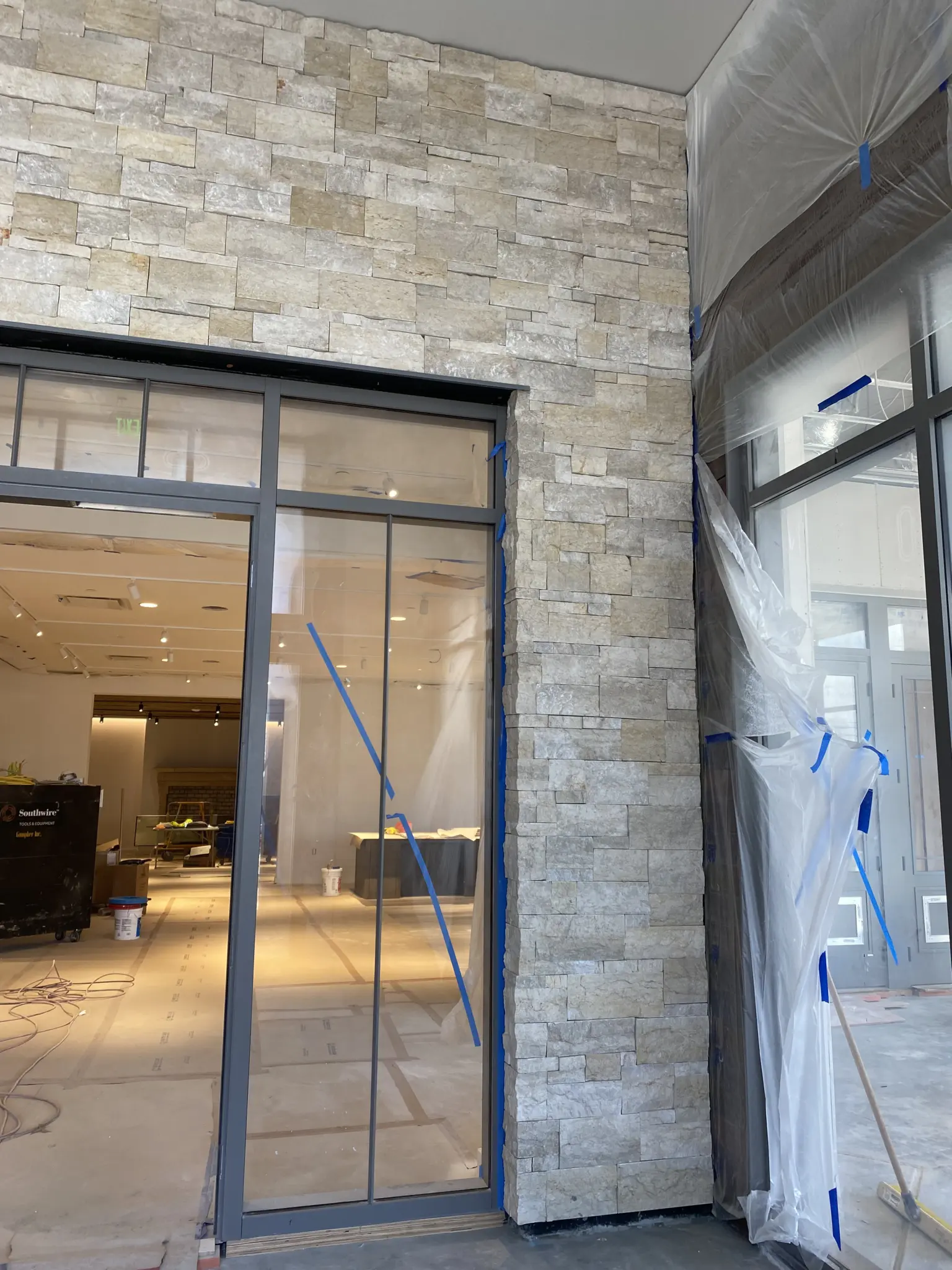 Nob Hill Real Thin Limestone Veneer Front Entrance Installation