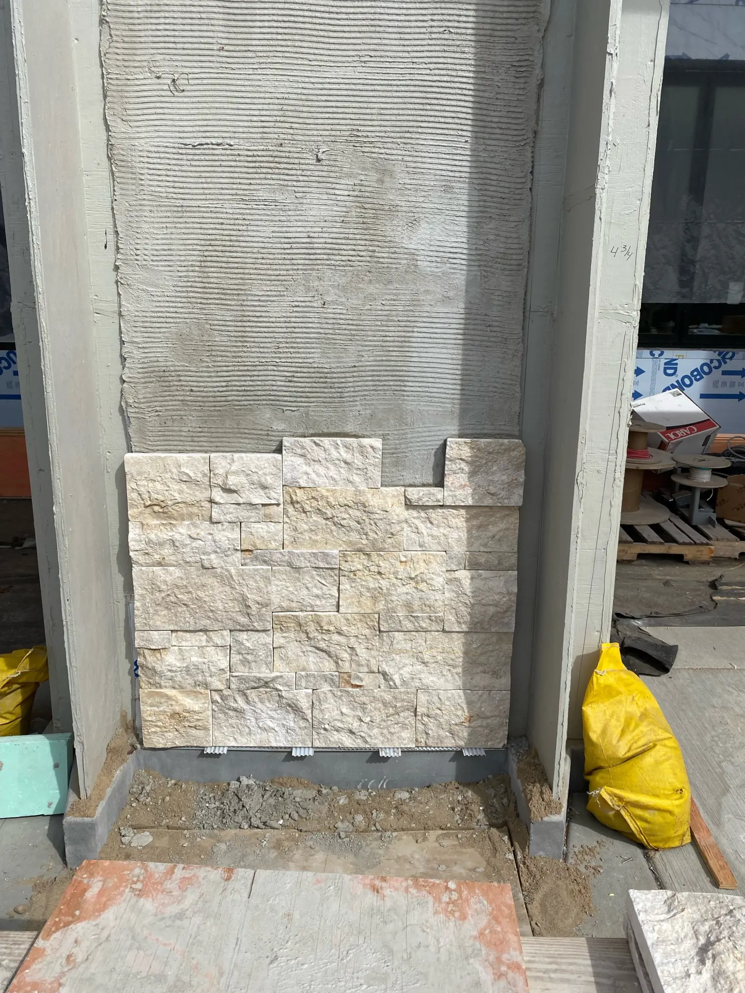 Nob Hill Real Thin Stone Veneer Exterior Installation in Progress