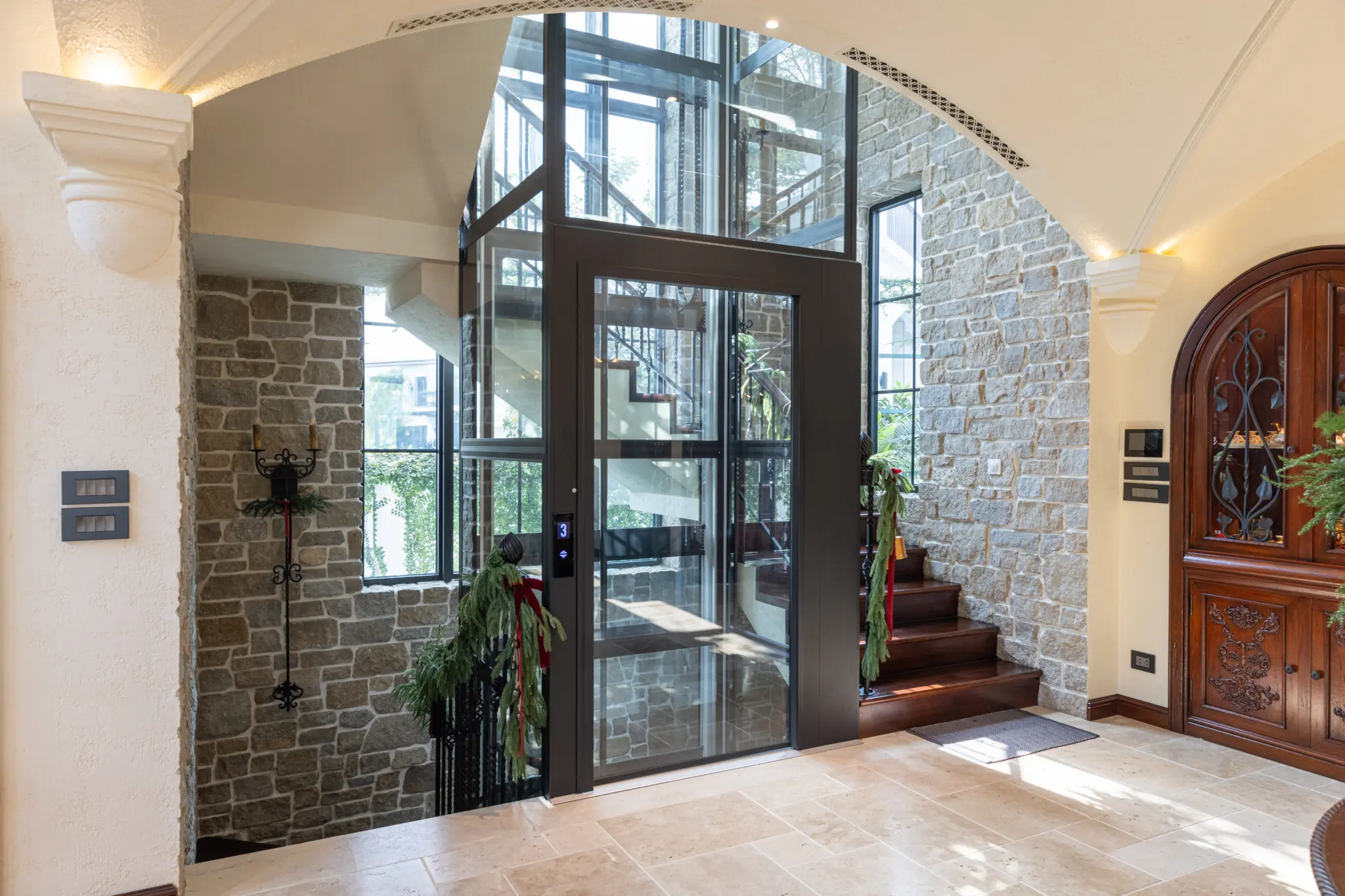 Tuscan Antique Real Thin Stone Veneer Elevator