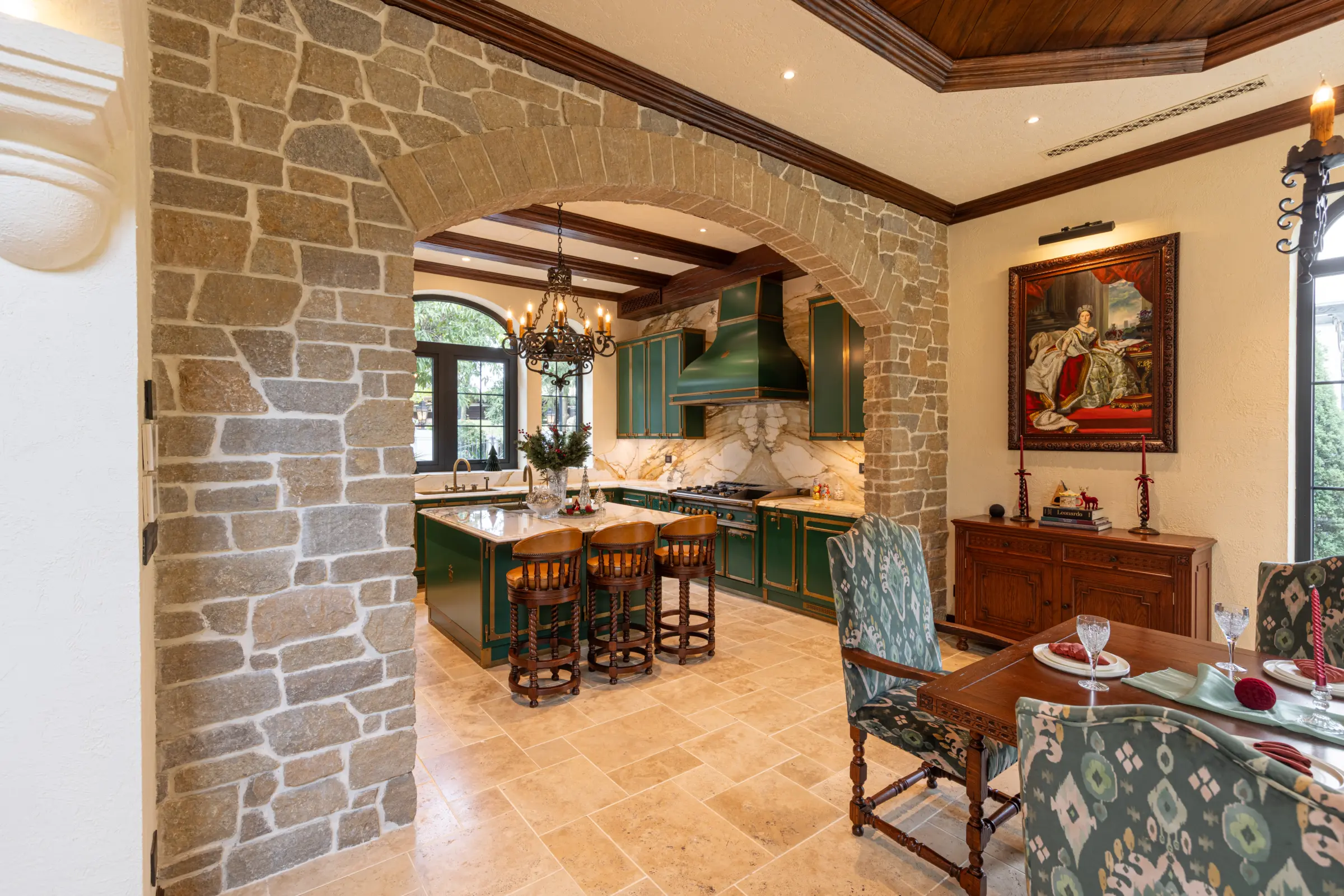 Tuscan Antique Real Thin Stone Veneer Kitchen and Dining