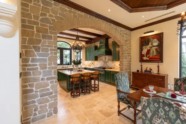 Tuscan Antique Real Thin Stone Veneer Kitchen and Dining