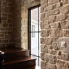 Tuscan Antique Real Thin Stone Veneer Stairwell