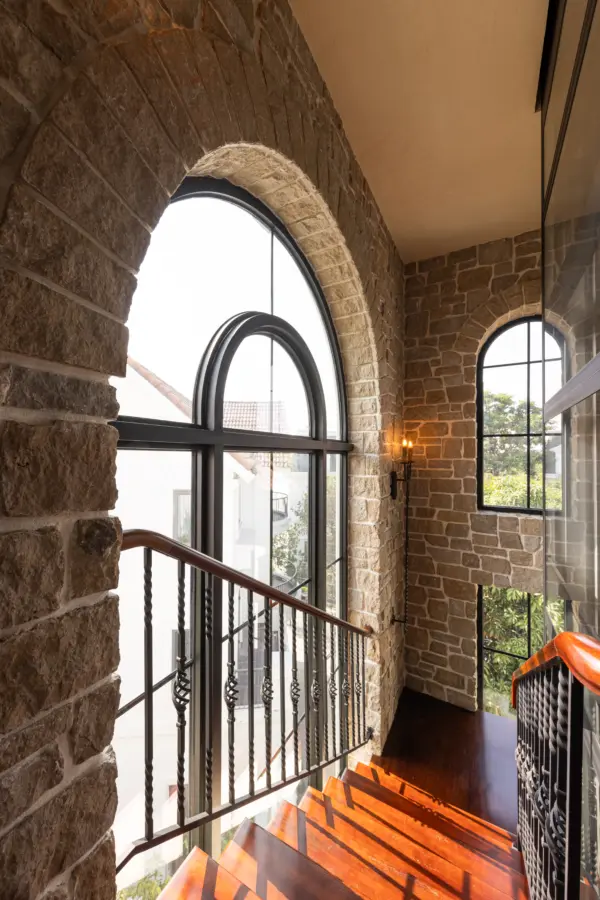Tuscan Antique Real Thin Stone Veneer Window Close Up
