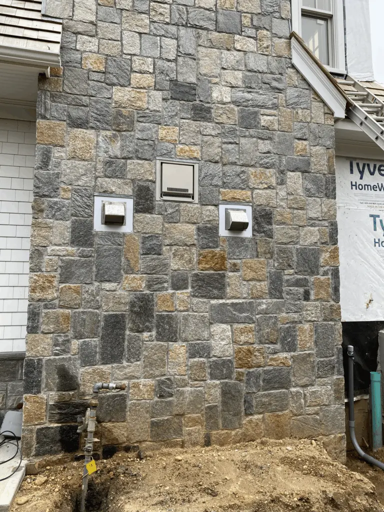 Bridger Natural Stone Veneer Chimney Installation