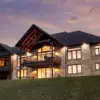 Chateau Natural Thin Stone Veneer Lake House Exterior