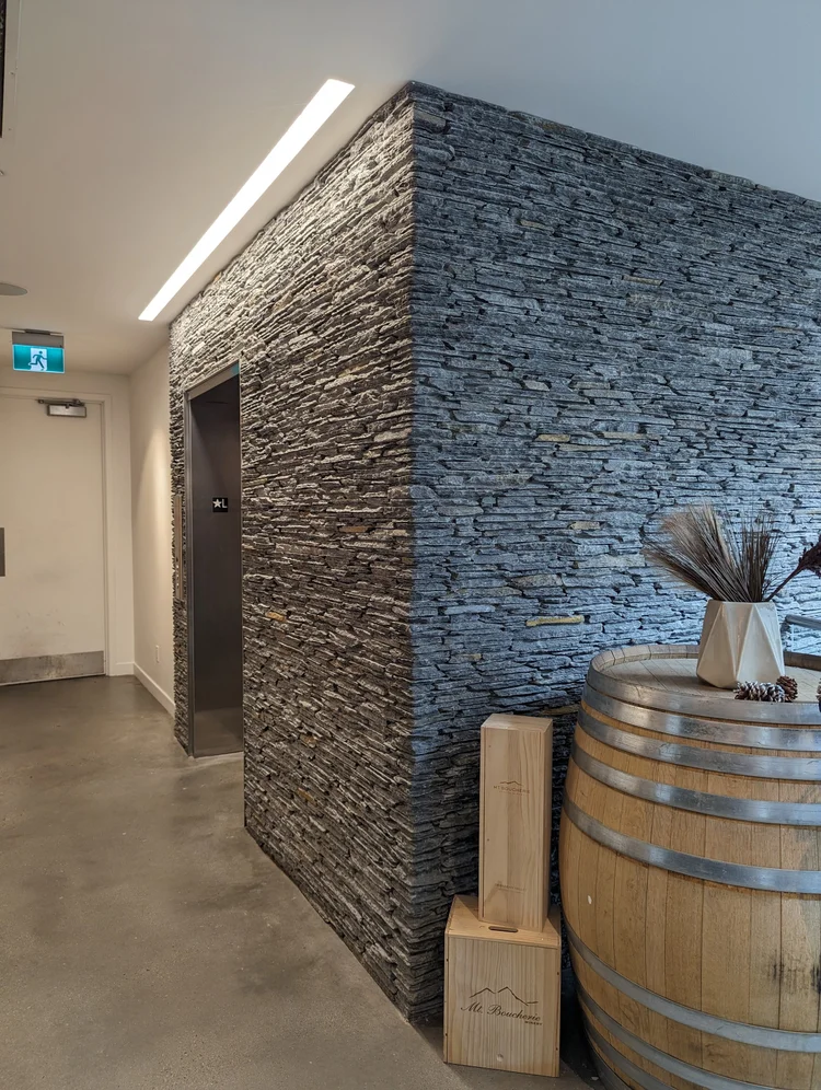 Cold Spring Real Thin Stone Veneer Drystack Commercial Interior Elevator