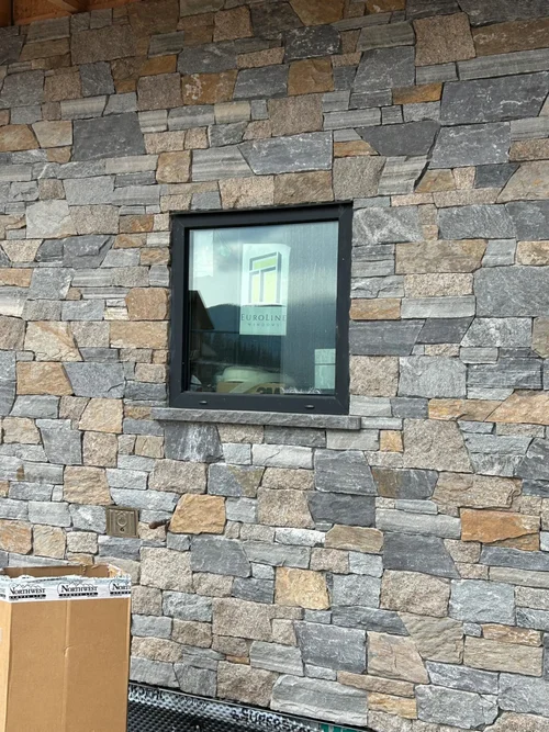 Cornwall Natural Thin Stone Veneer Exterior Installation Close Up
