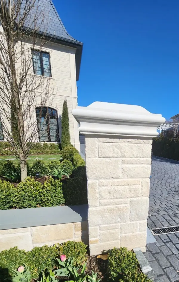 Custom Buff Snowcap Natural Thin Stone Veneer Pillar